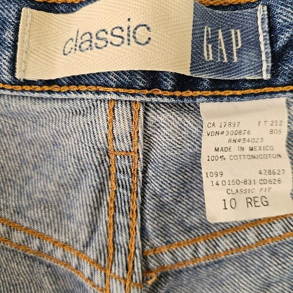 Gap Classic Straight Leg Cotton Jeans Women 10 High Rise Med Wash Distressed VTG - Picture 2 of 10